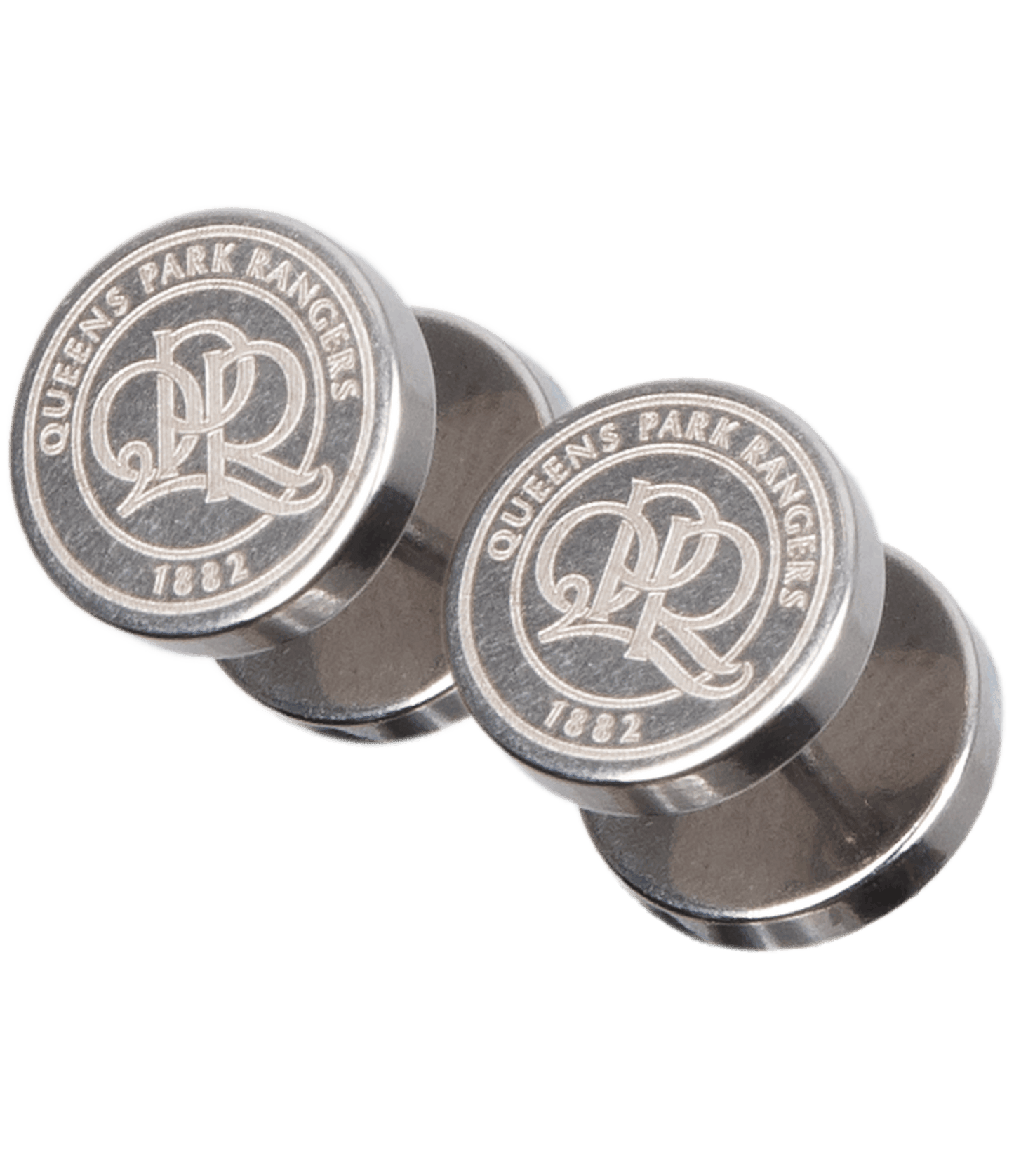 PAIR OF STAINLESS STEEL CREST STUD EARRINGS