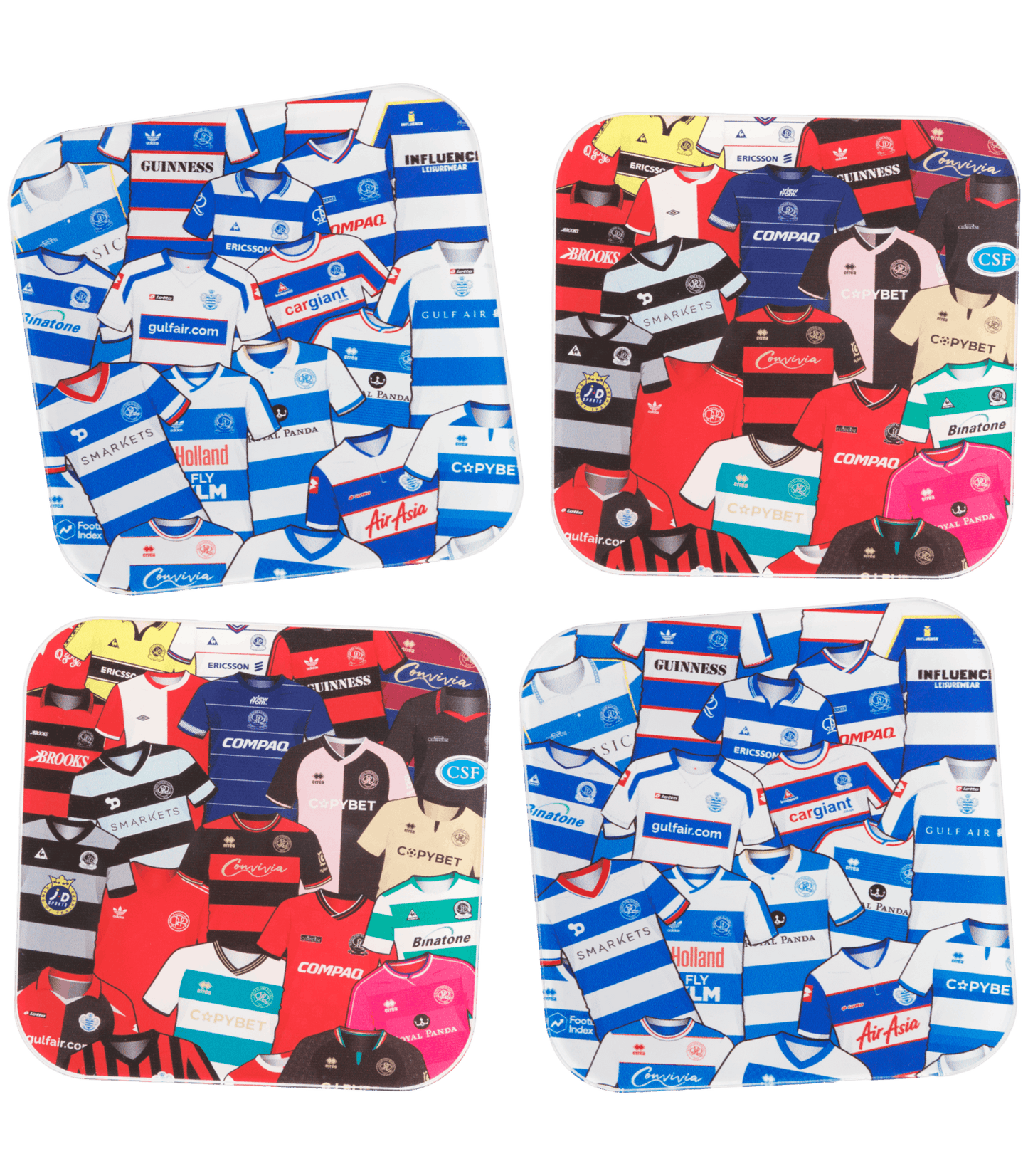 4 PACK SHIRT COASTERS HOME AND AWAY
