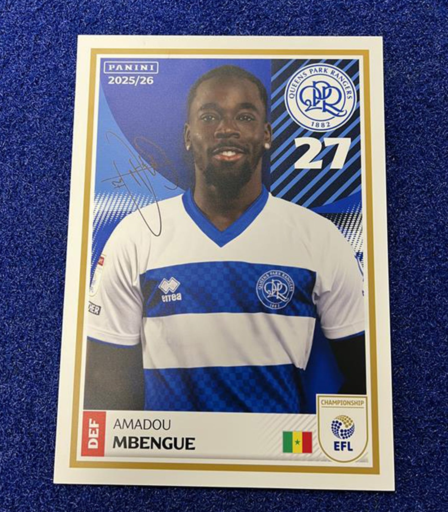 AMADOU MBENGUE SIGNED PANINI CARD